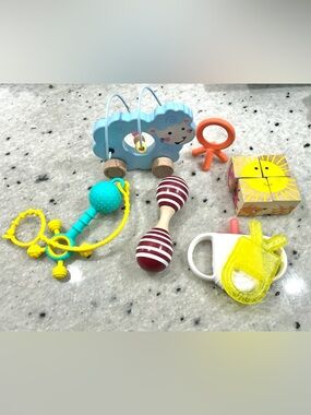 Bundle baby toys Montessori wood silicone teething puzzle teether learning